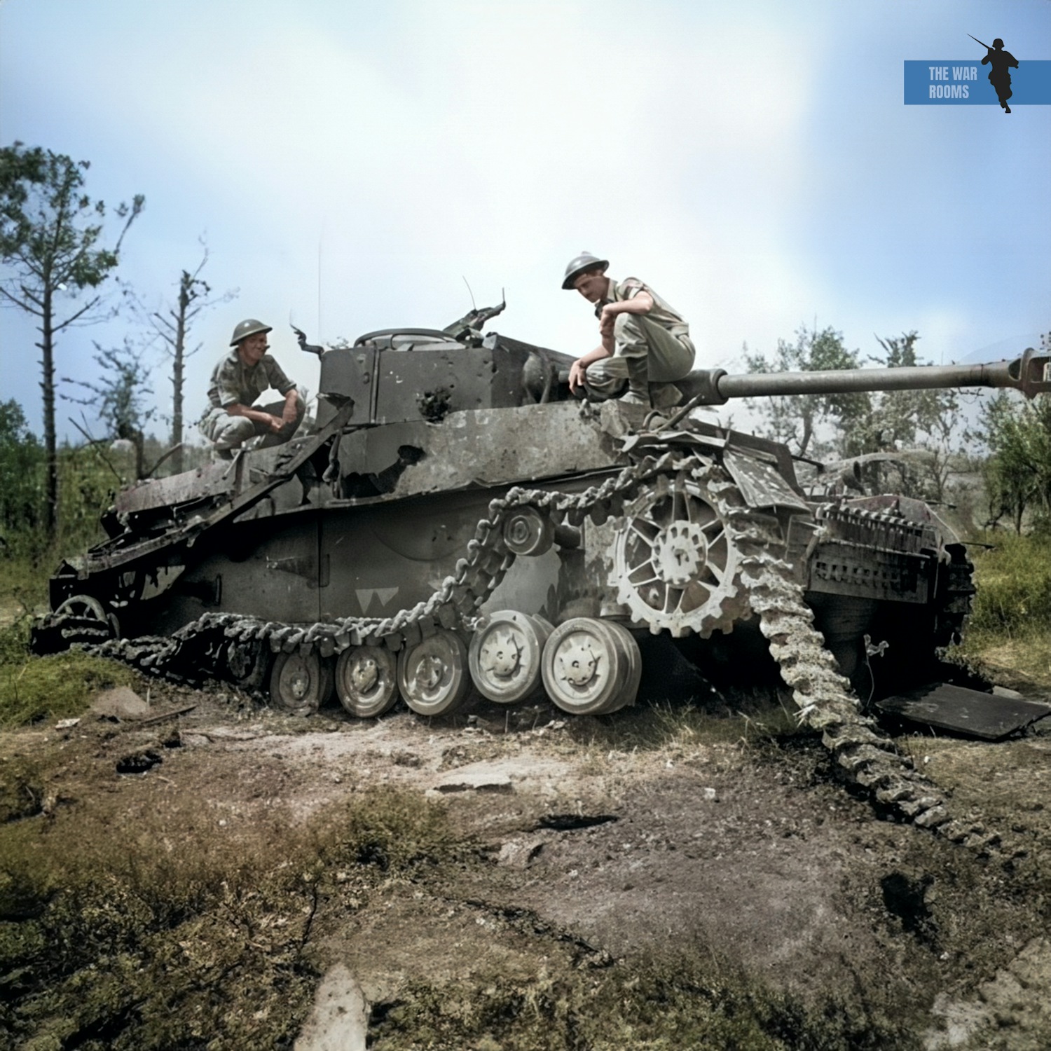 Tank soldier with headphones on a Panzer III (with the turret of a