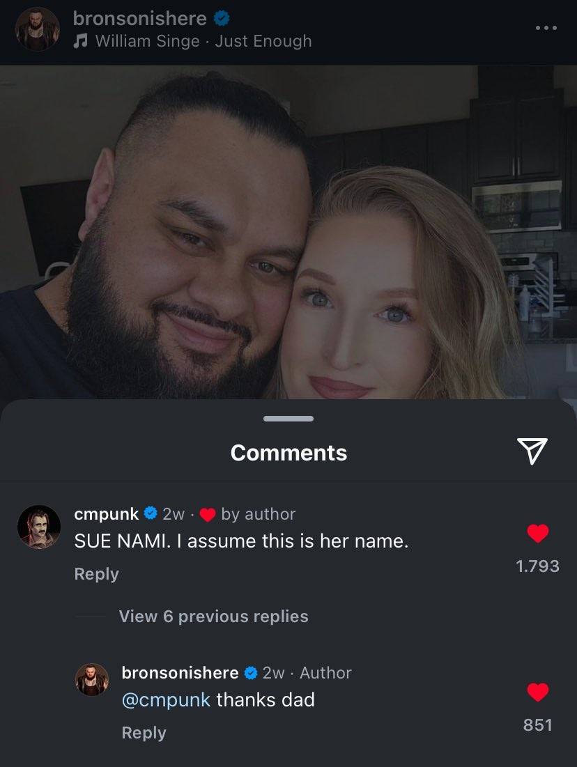 Pro - That time Punk interacted with Bronson Reed on IG 😂 | Facebook