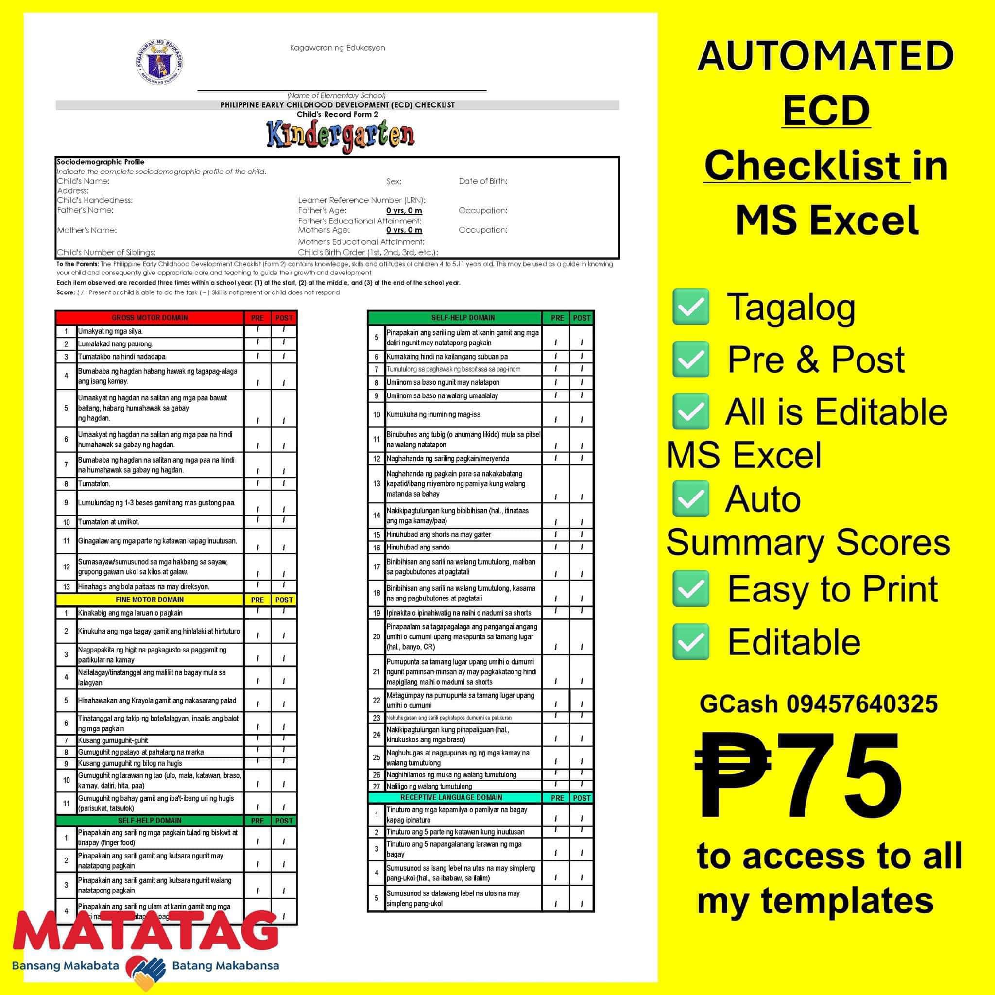Taga-Deped Ako Kinder | 🔥AUTOMATIC ECD Checklist Card for | Facebook