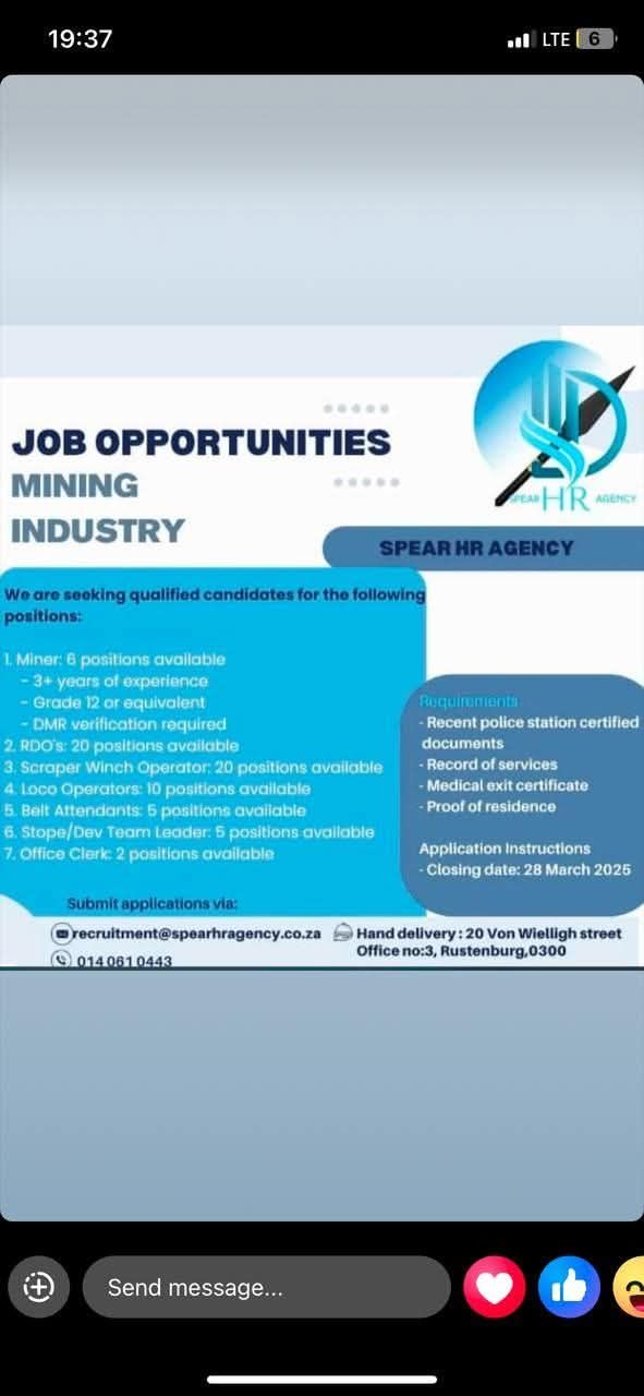 Rustenburg Jobs/Vacancies | Rustenburg North