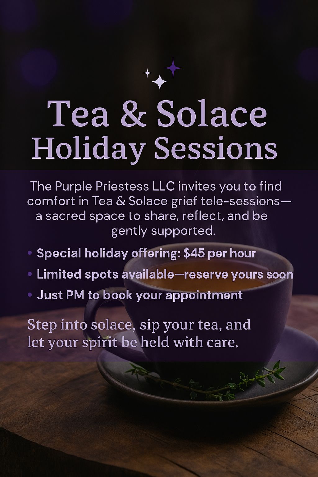 The Purple - 🌌 Tea & Solace Holiday Sessions 🌌 The holidays can stir ...