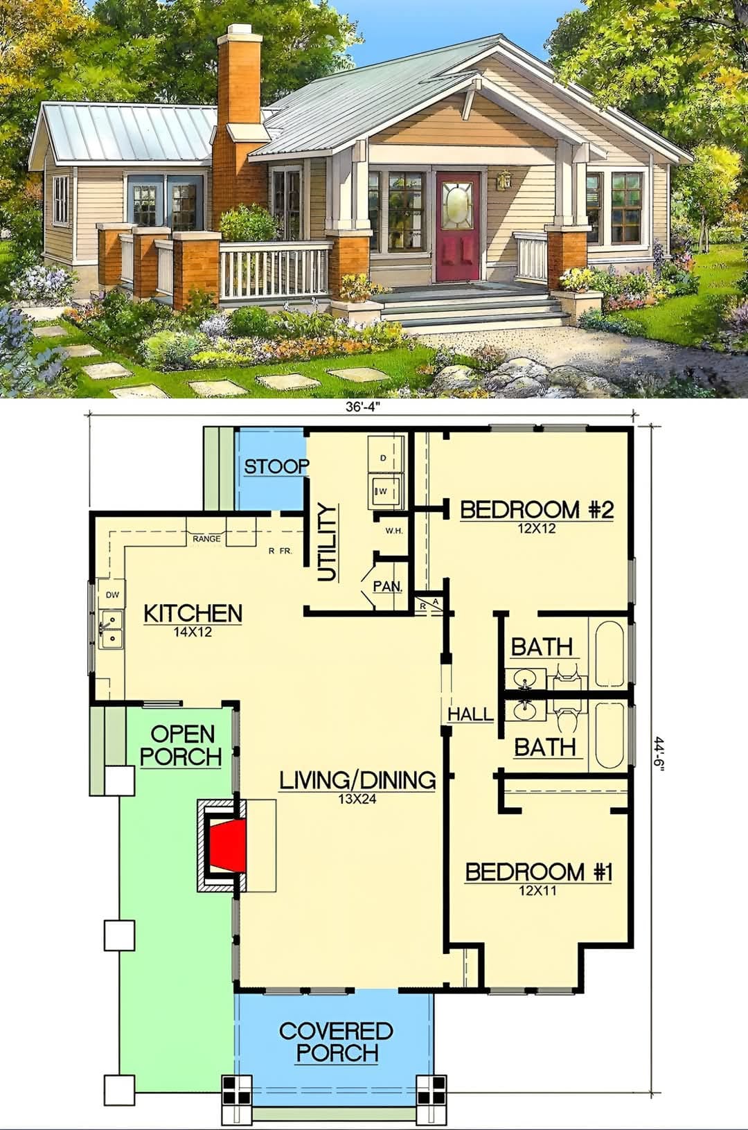 Bobbymacgyver4K - Simply Sweet 2-Bed Cottage Plan with Front Porch ...