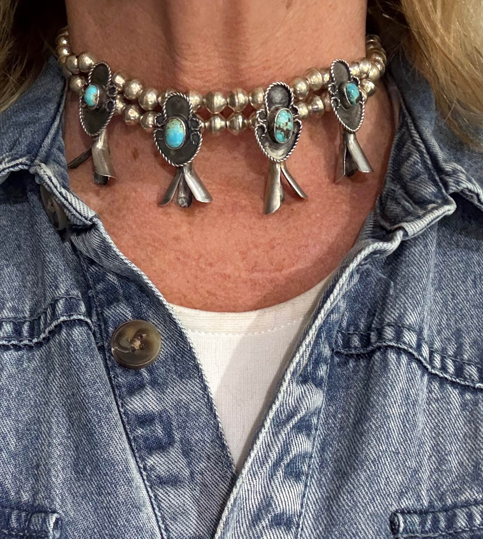 Vintage 1960s/1970s Sterling Silver Station Necklace with Handmade