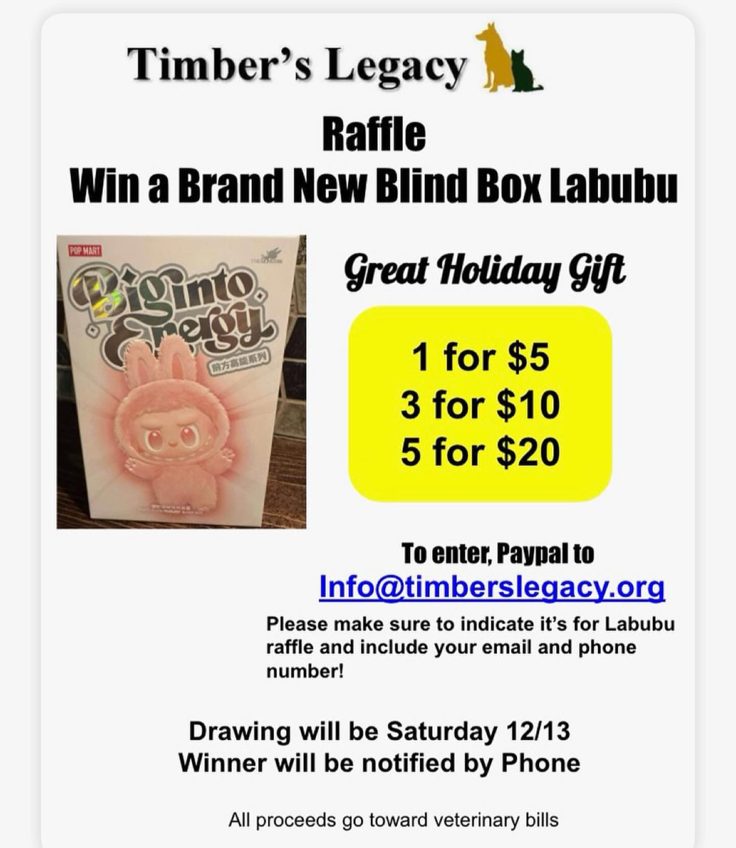 Timber’s - Raffle for a Cause! Enter for a chance to win a Pop Mart ...