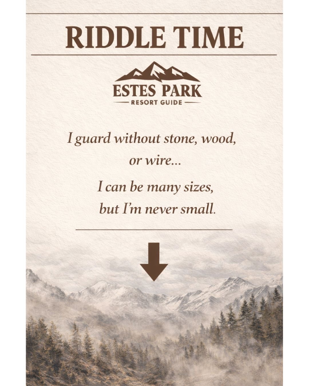 Estes - 🧩🏔️ RIDDLE TIME IN ESTES PARK Some mountain mysteries don’t ...