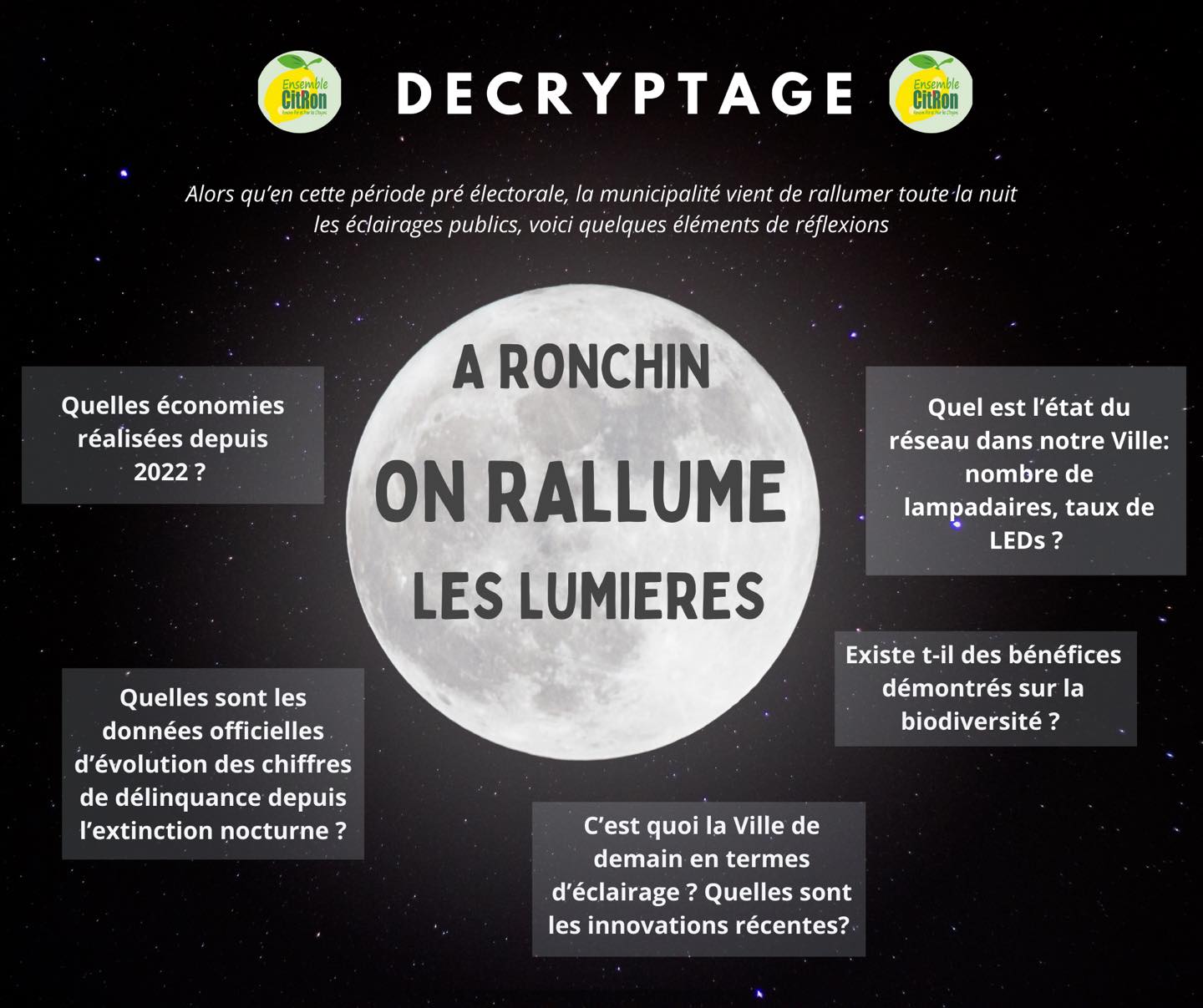 🔦 Soyez un citoyen Eclairé! 🏘️... - CIToyens RONchinois | Facebook
