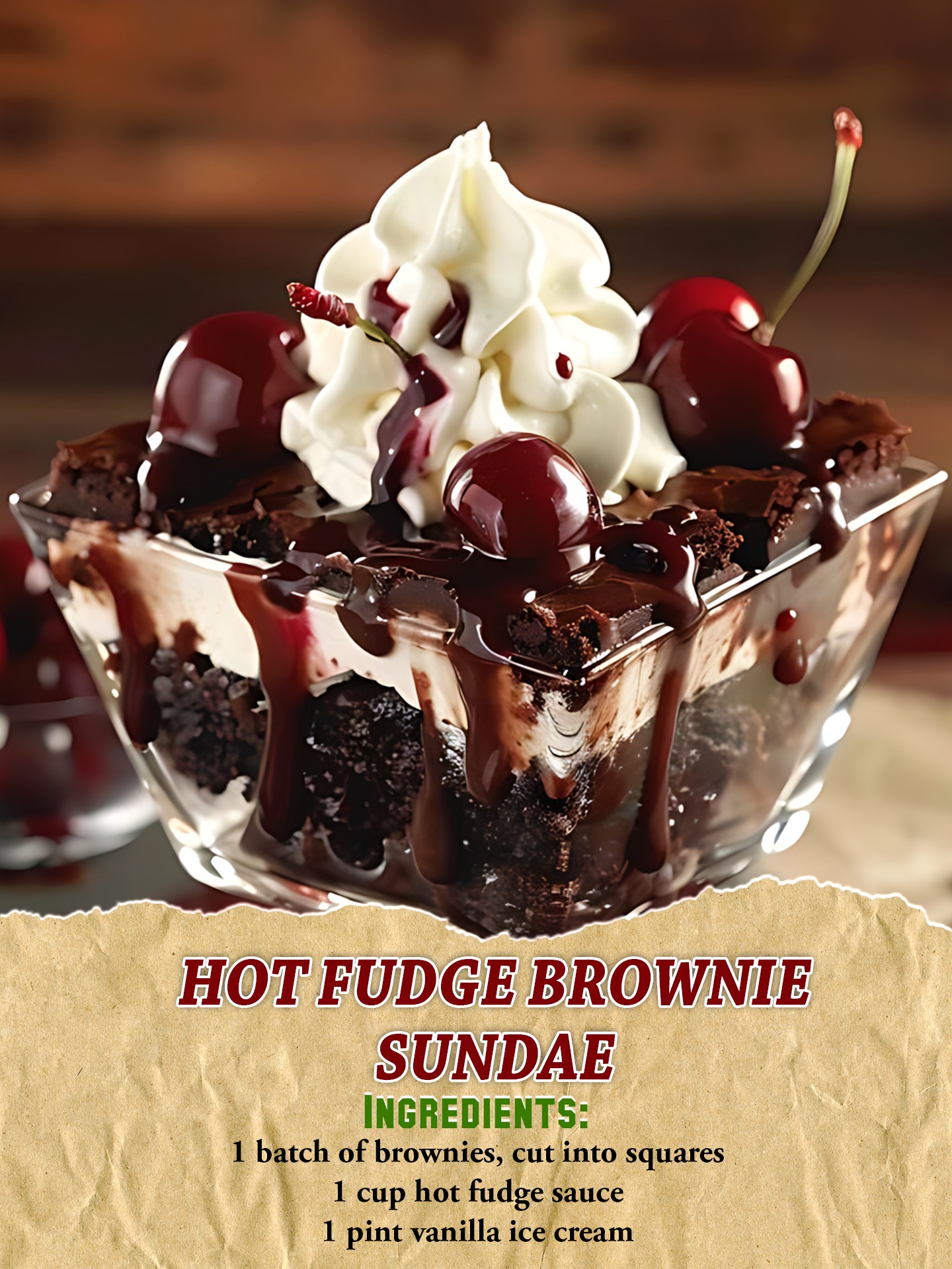 Yum - HOT FUDGE BROWNIE SUNDAE Ingredients: 1 batch of brownies, cut ...