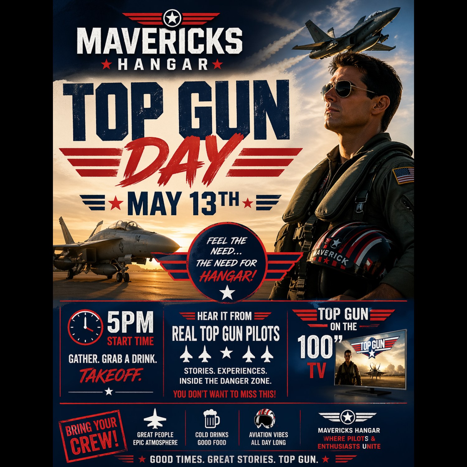 🕶️ Danger Zone activated! ✈️ Join us tomorrow for Top Gun