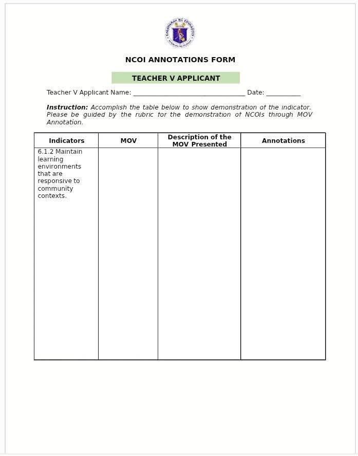 DepEd Open Educational Resources (OER) | NCOI Annotation Form para sa ...