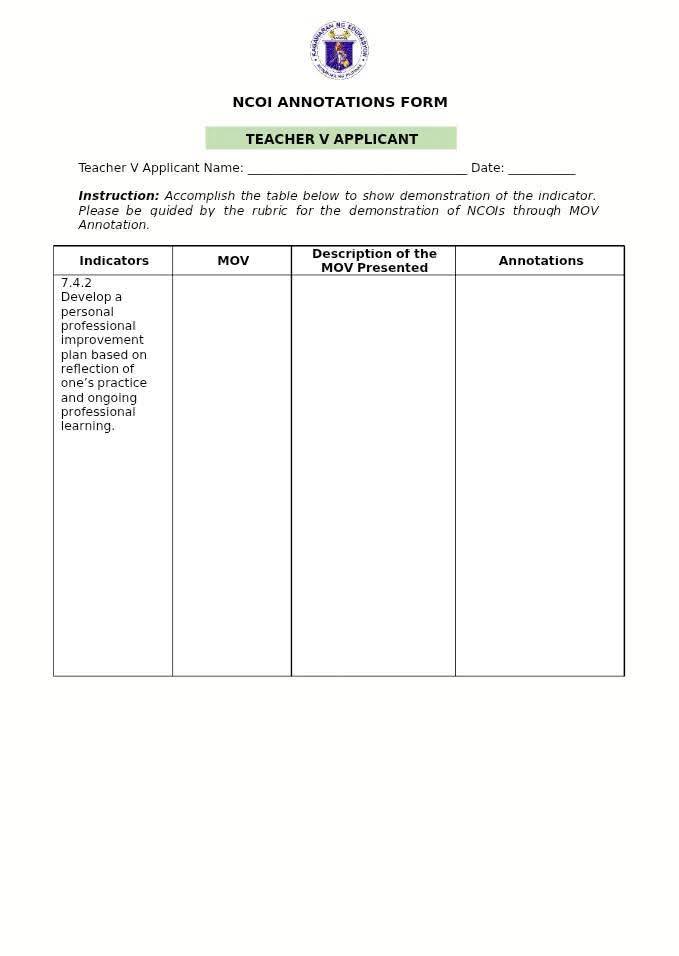 DepEd Open Educational Resources (OER) | NCOI Annotation Form para sa ...