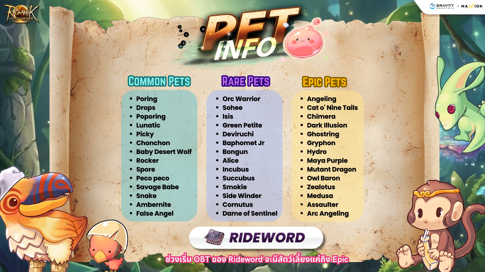 Ragnarok - 🐾 เปิดโลกเพื่อนคู่หู! Ragnarok Online Landverse Rideword ...