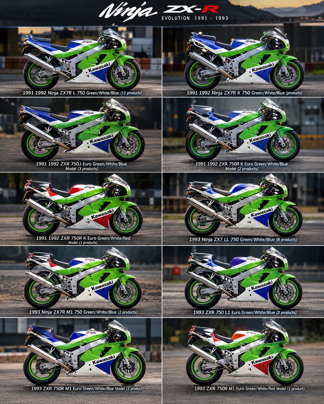 Kawasaki Ninja ZX-R models from the 1990s