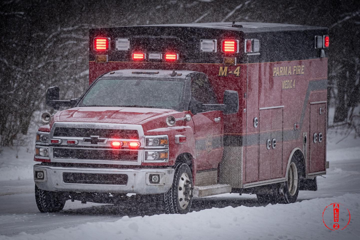 Parma Fire Department Engine and Medic 4 staged on scene of a 