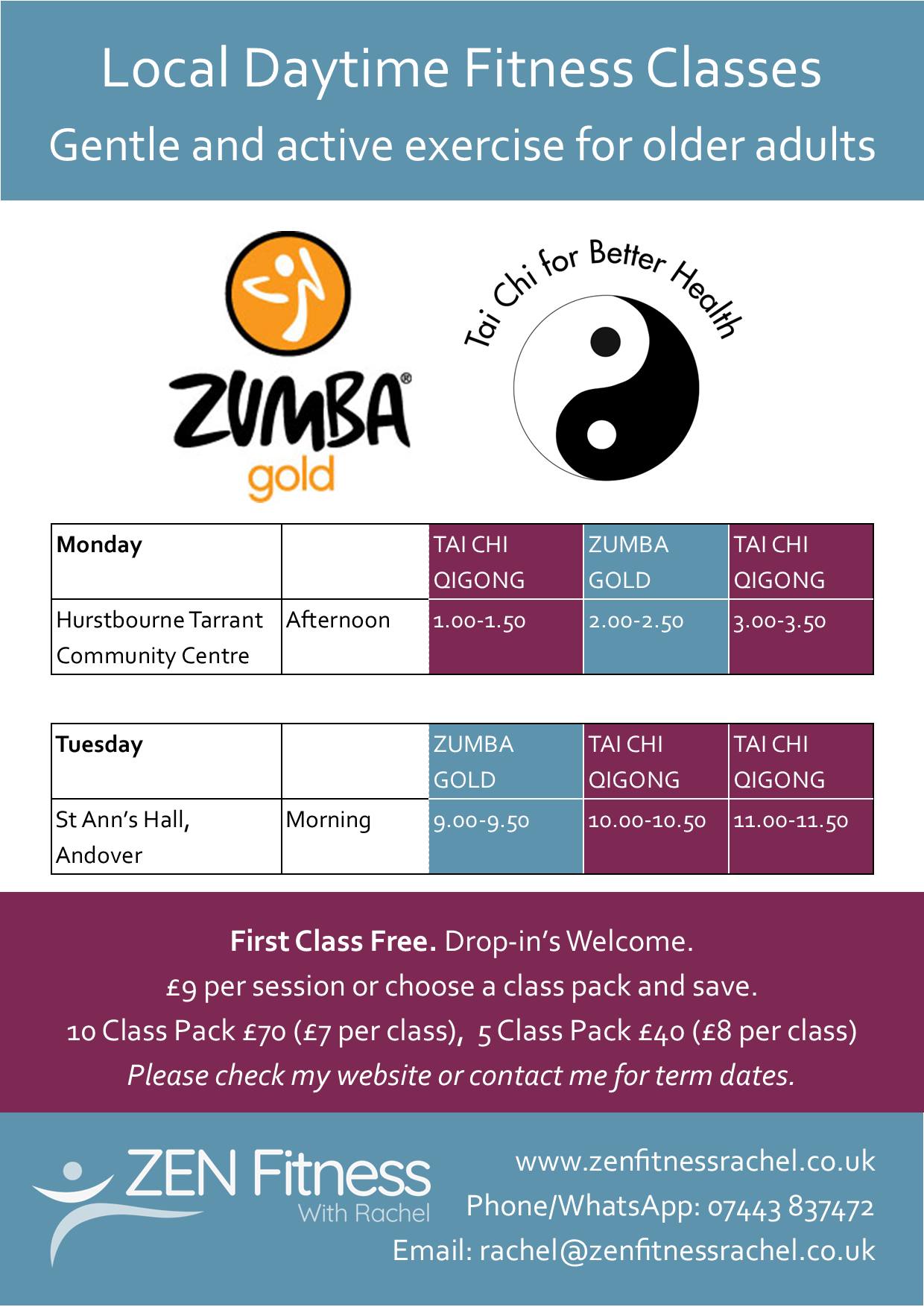 Daytime Zumba Gold and Tai Chi QiGong Classes in Andover