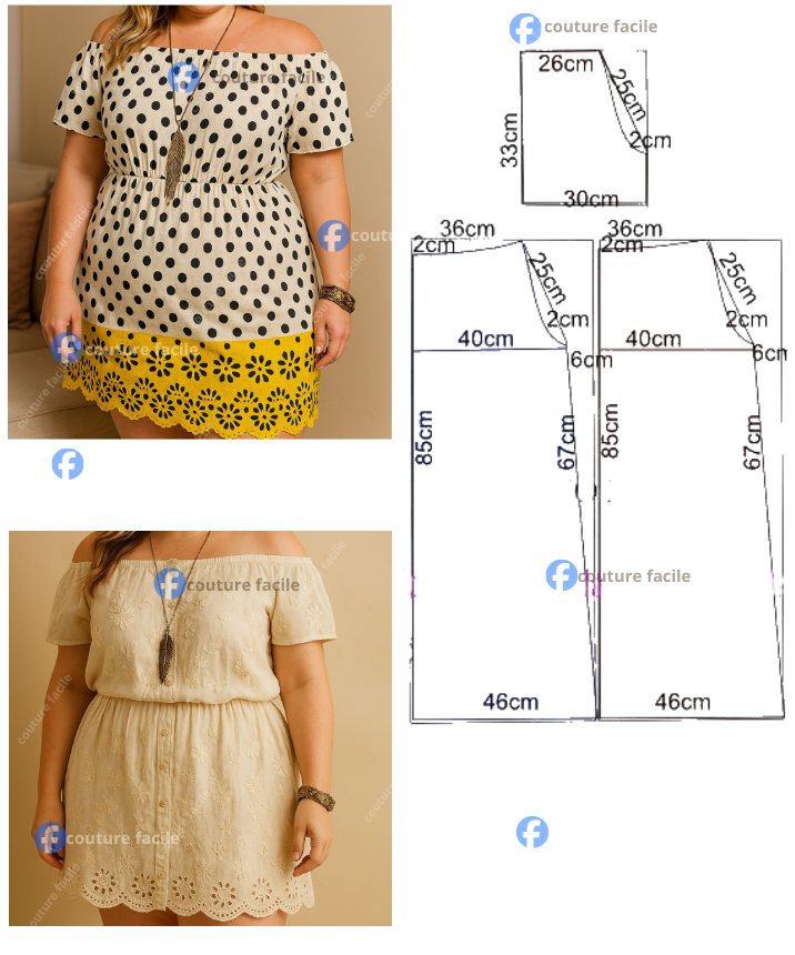 Couture - Robe évasée épaules dénudées - Taille XL (54) Nom du Modèle ...