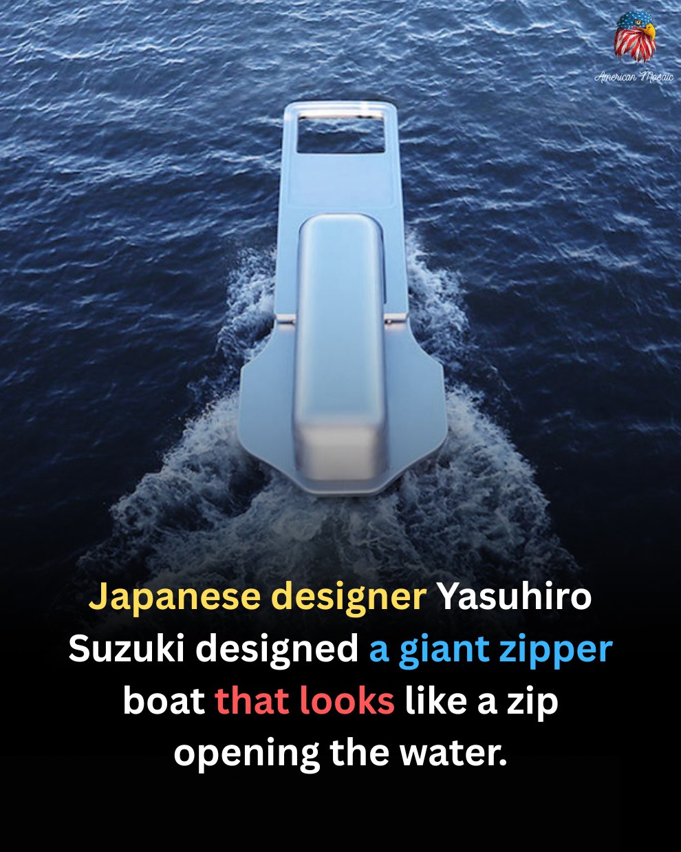 舟 A ship in the shape of a zipper tab on the Sumida River, Tokyo