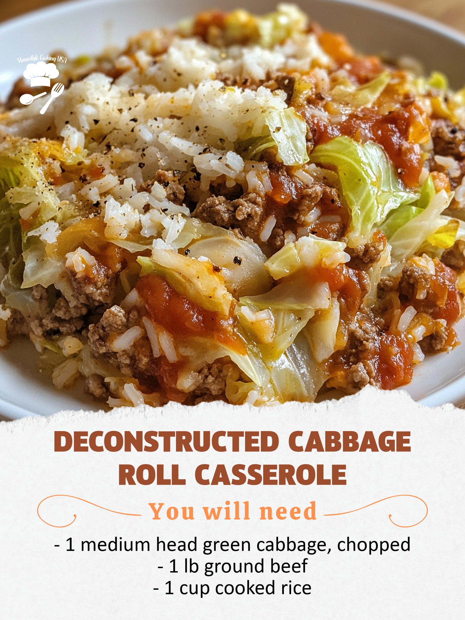 Homestyle - Deconstructed Cabbage Roll Casserole Savory casserole with ...