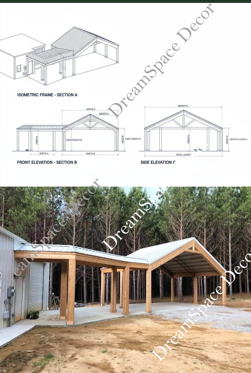 DreamSpace - 🏗️ Modern Wooden Carport Construction Design 🪚 This image ...
