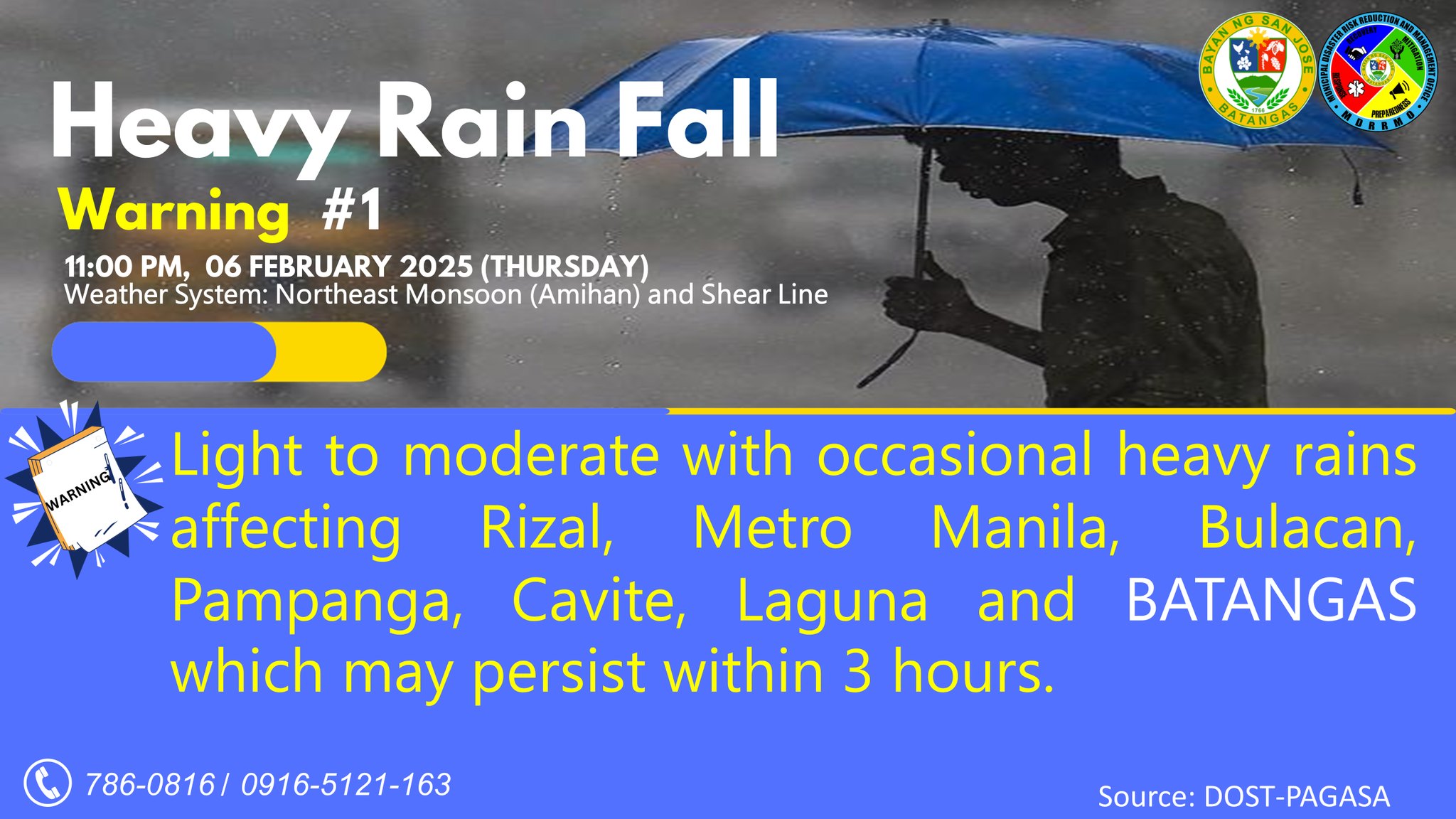 Heavy Rainfall Warning... - Mdrrmc San Jose Batangas OpCen | Facebook