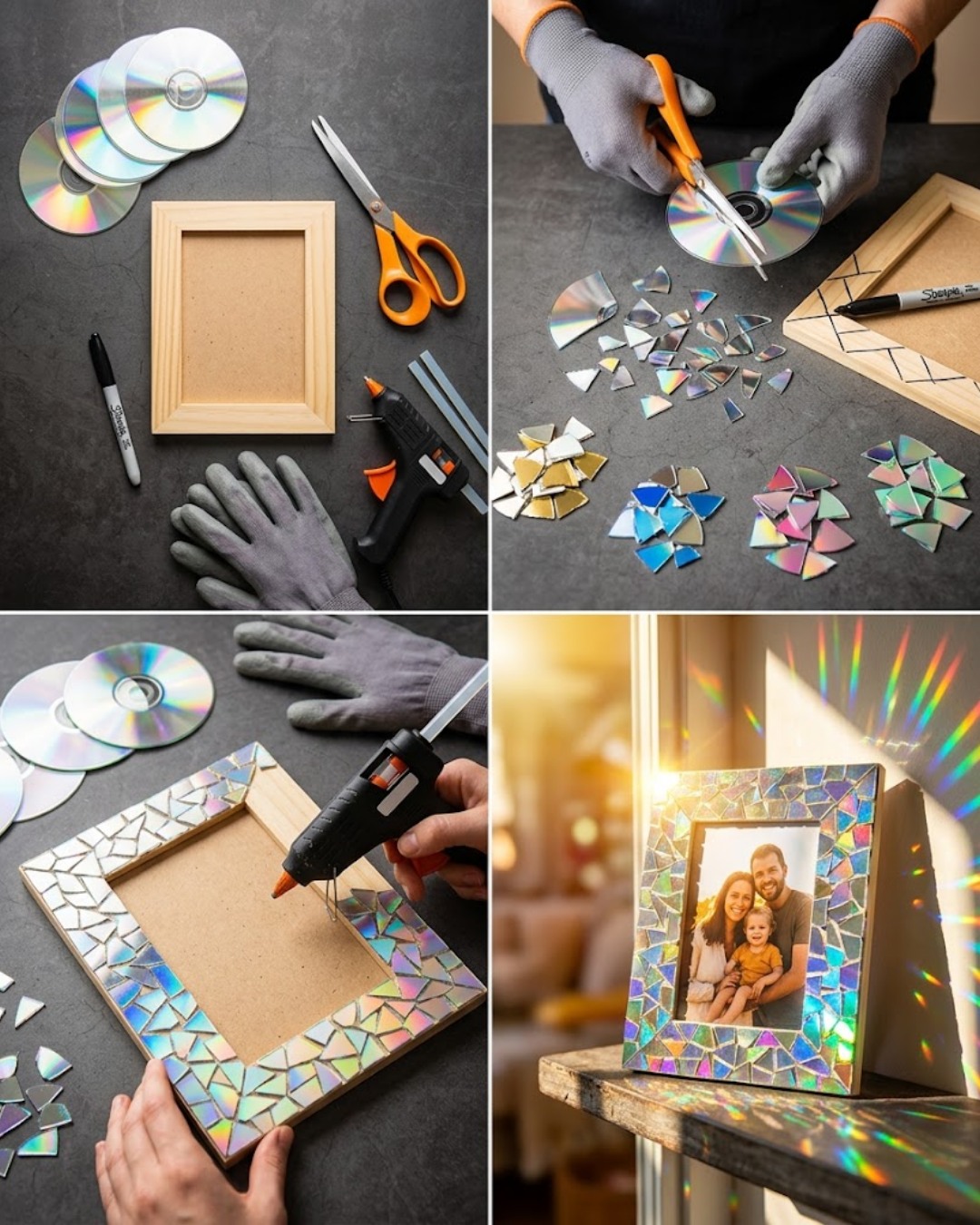 Upcycling old CDs and DVDs into mosaics at Notch