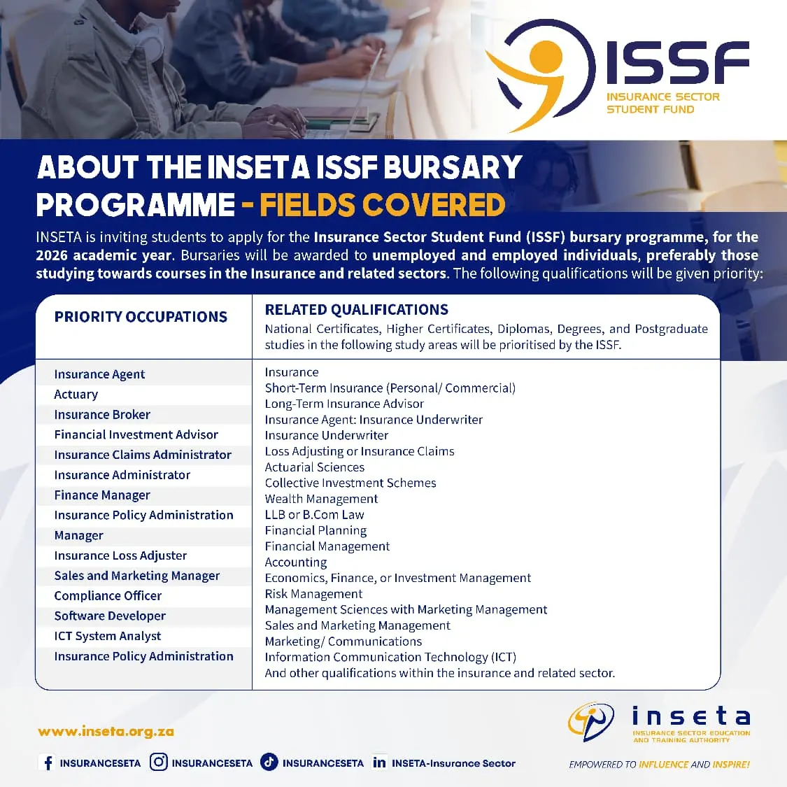 Insurance - INSETA's Insurance Student Fund (ISSF) bursary programme ...