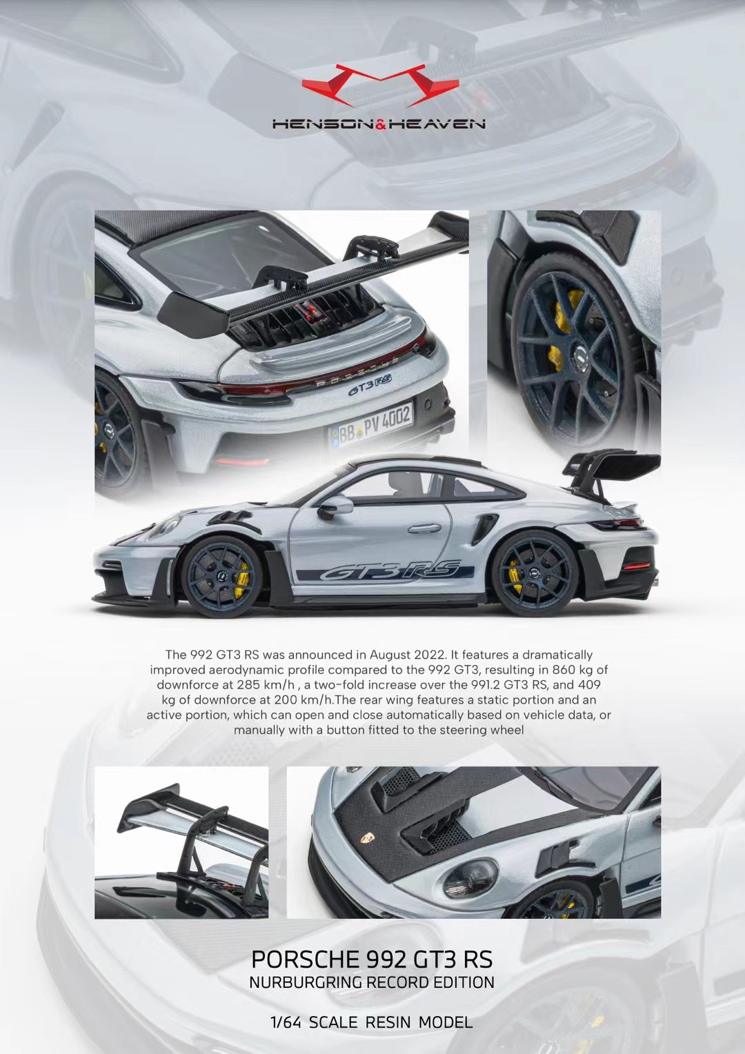 Henson Heaven Porsche 992 GT3 RS 1 64 resin model
