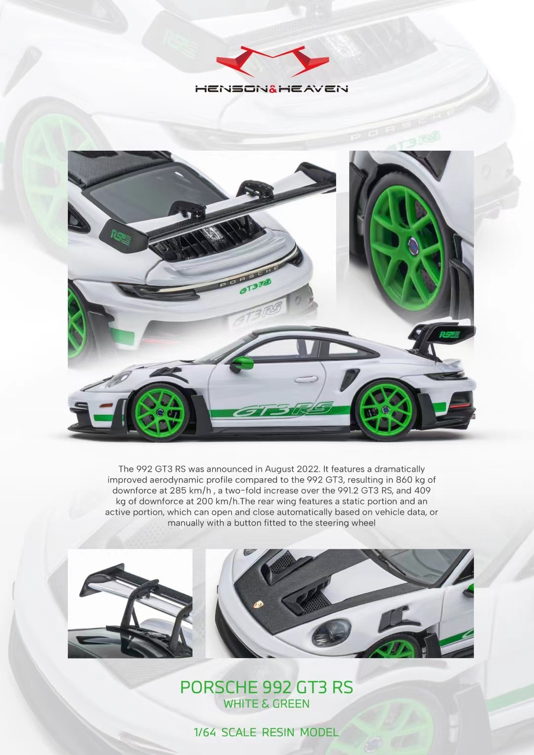 Henson Heaven Porsche 992 GT3 RS 1 64 resin model