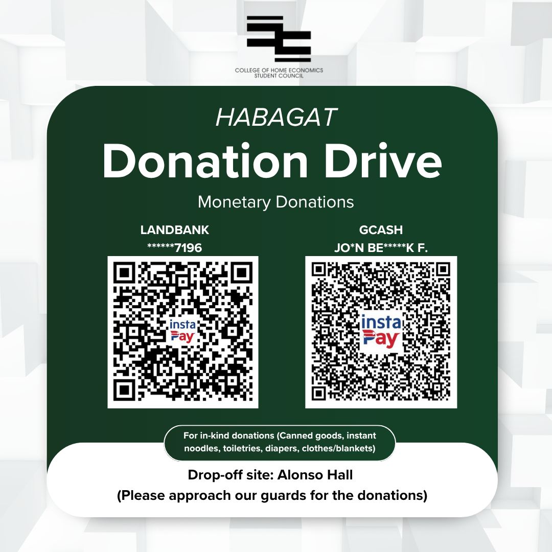 UPD - HABAGAT DONATION DRIVE In light of the heavy rains caused by the ...