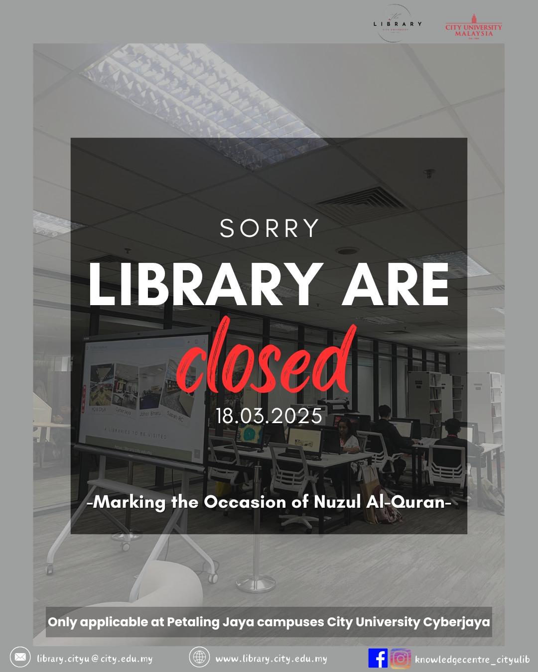 Knowledge - 📢 Library Closure Notice 📢 Dear students and staff, please ...