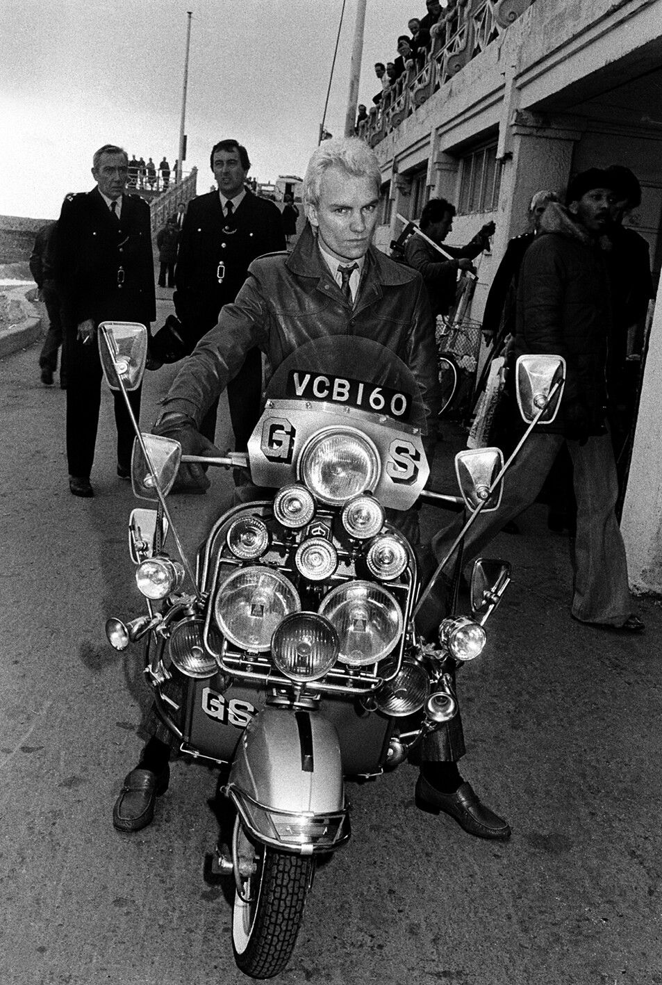 Sting rides a Vespa GS160 in 1979