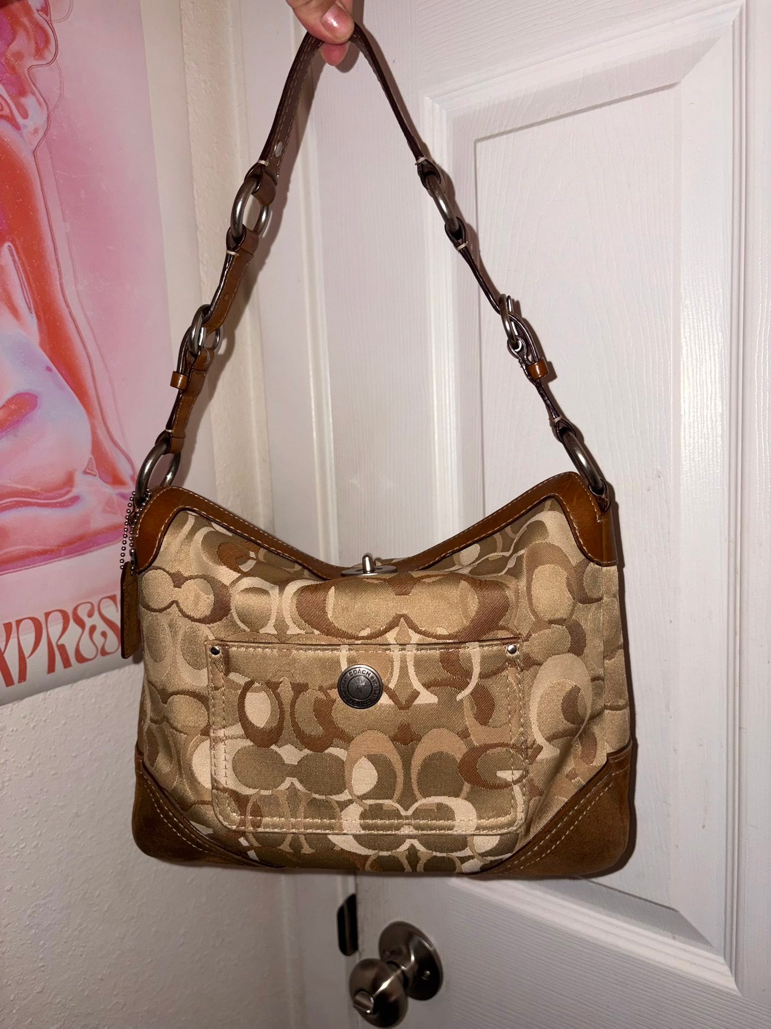 Vintage Coach optic print chelsea hobo for sale