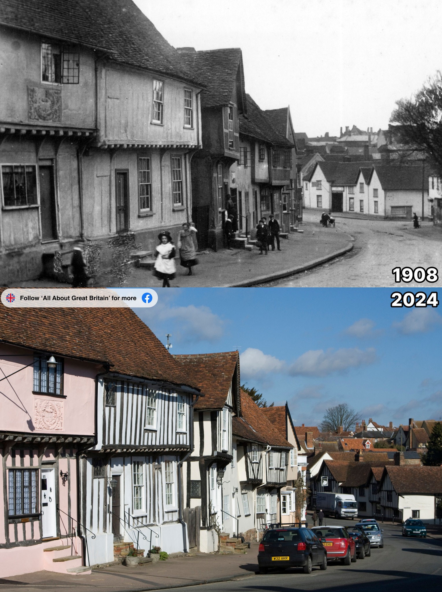 All - Church Street in Lavenham, Suffolk, seen across the past century ...