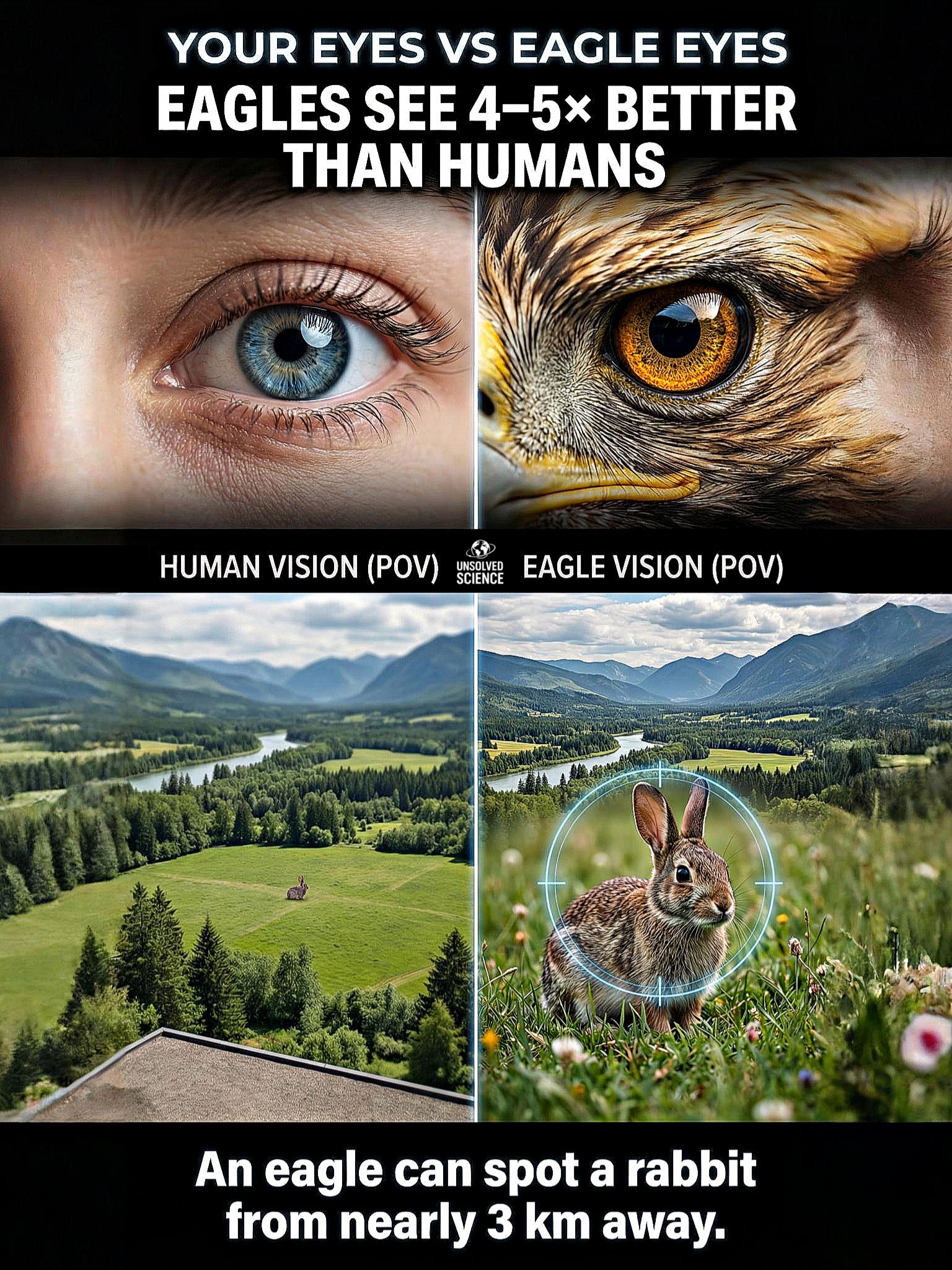 Unsolved - Eagles can see 4–5× sharper than humans. They can spot a ...