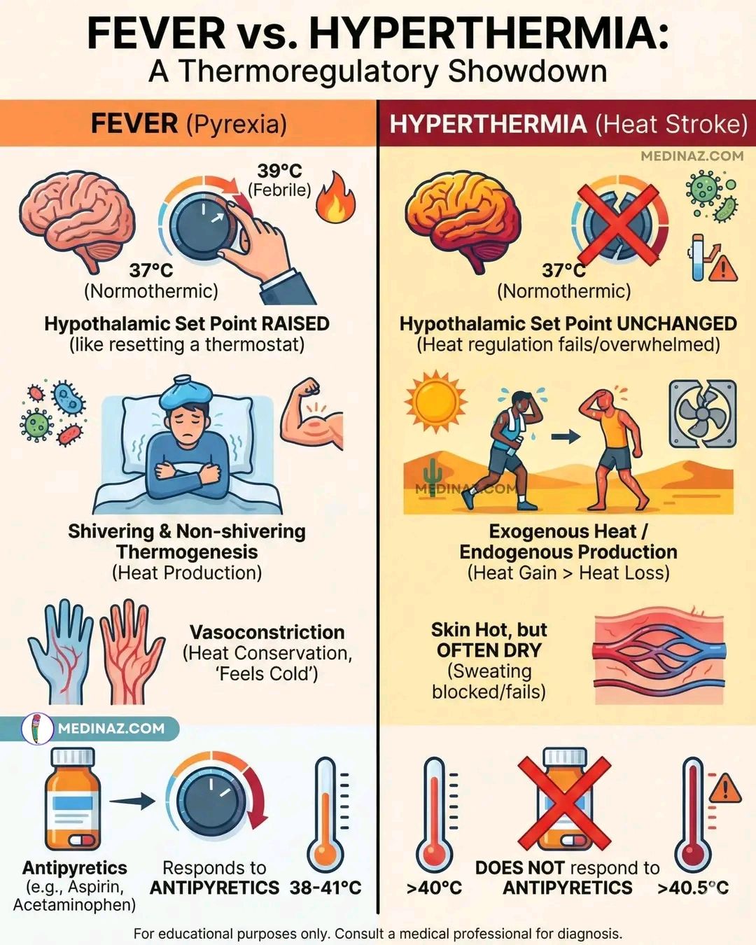 ️ Fever vs Hyperthermia: Fever... - Mobassera Akanda | Facebook