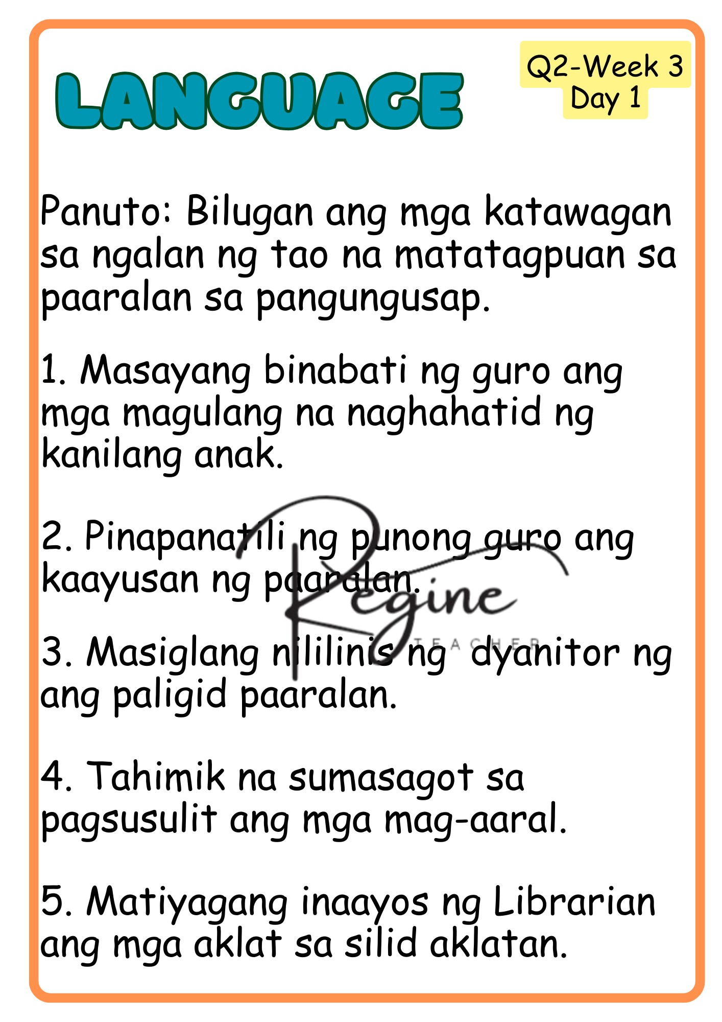 Teacher Regine - Grade 1 Q2- Week 3 Worksheet 📌Heart... | Facebook