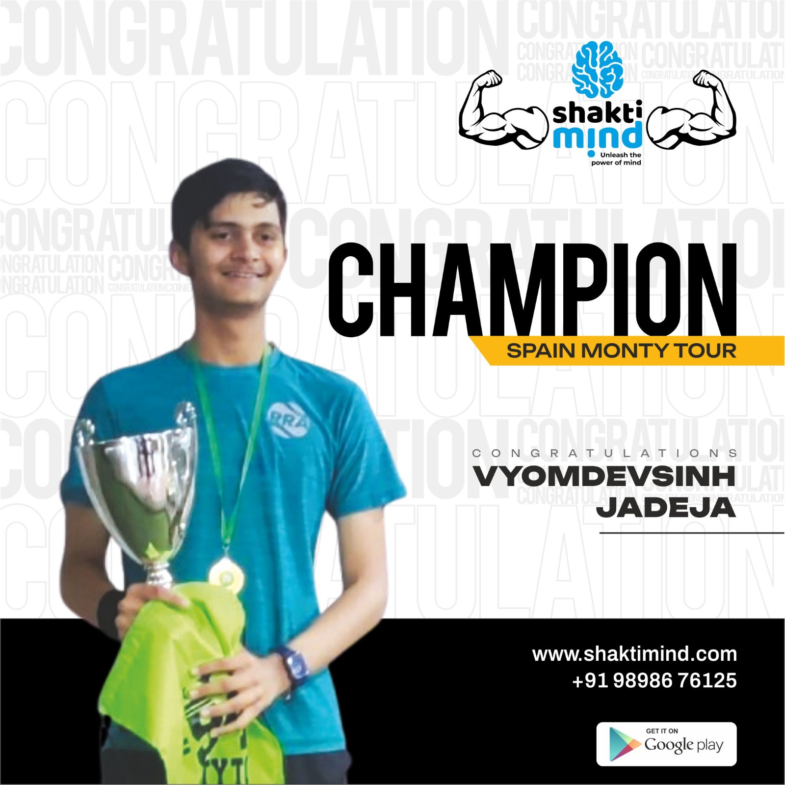 Shaktimind - 🎉🏆 Huge Congratulations to Vyomdevsinh Jadeja for ...