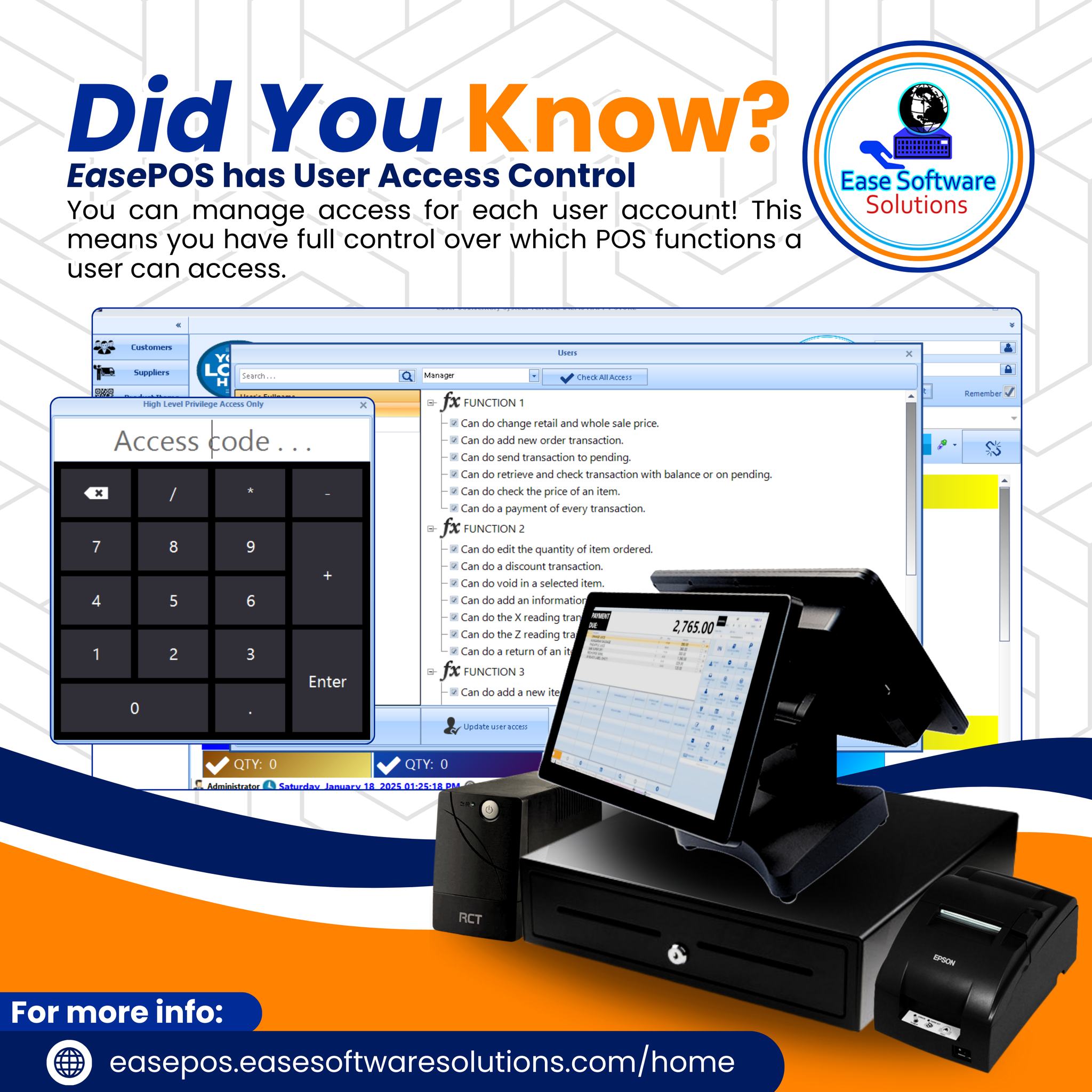 Ease - 🔐 Did You Know? With EasePOS, you can manage access for each ...
