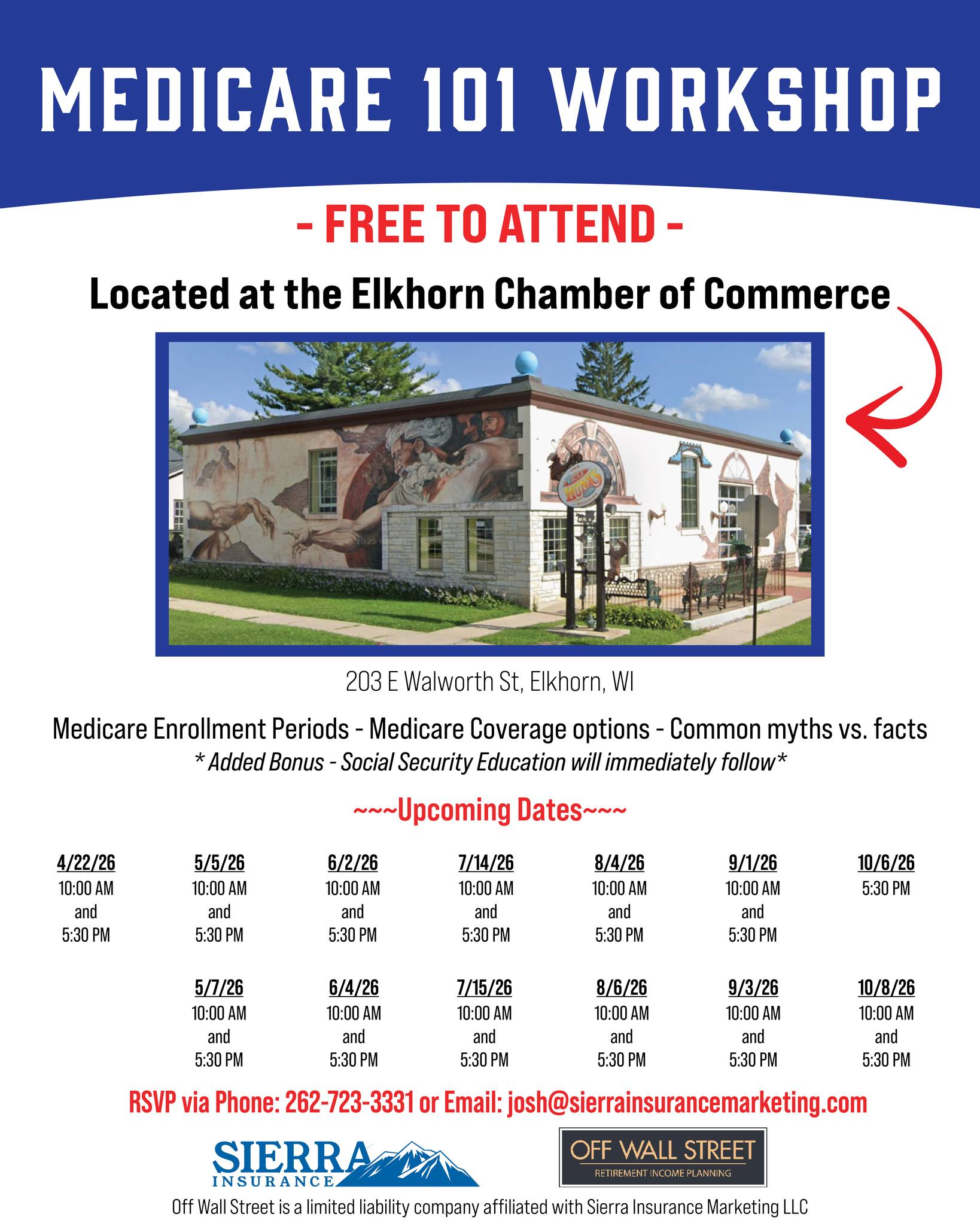 Free medicare workshops in Elkhorn, WI