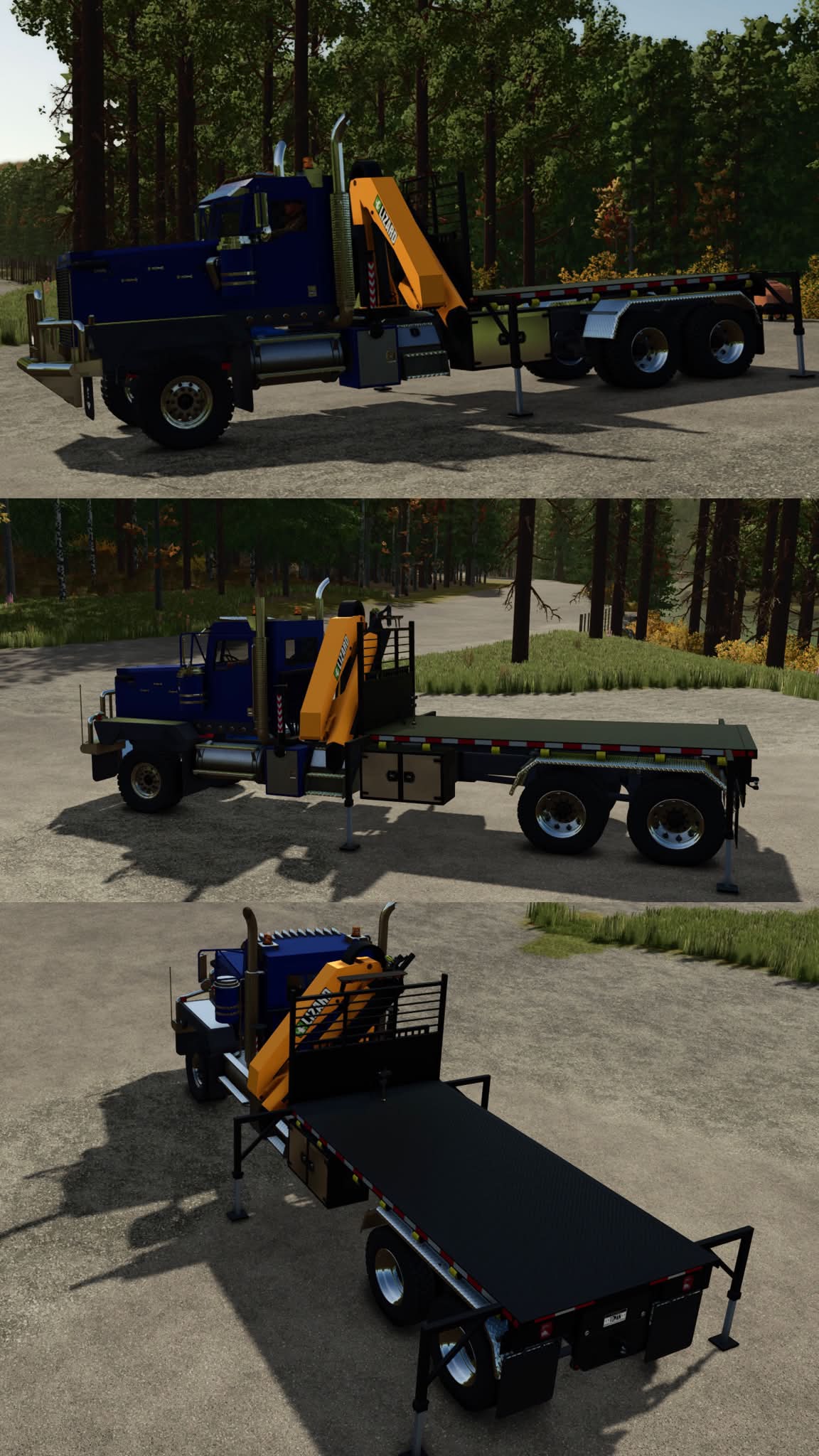 Edison with flat beds and truck crane mod in Farming Simulator