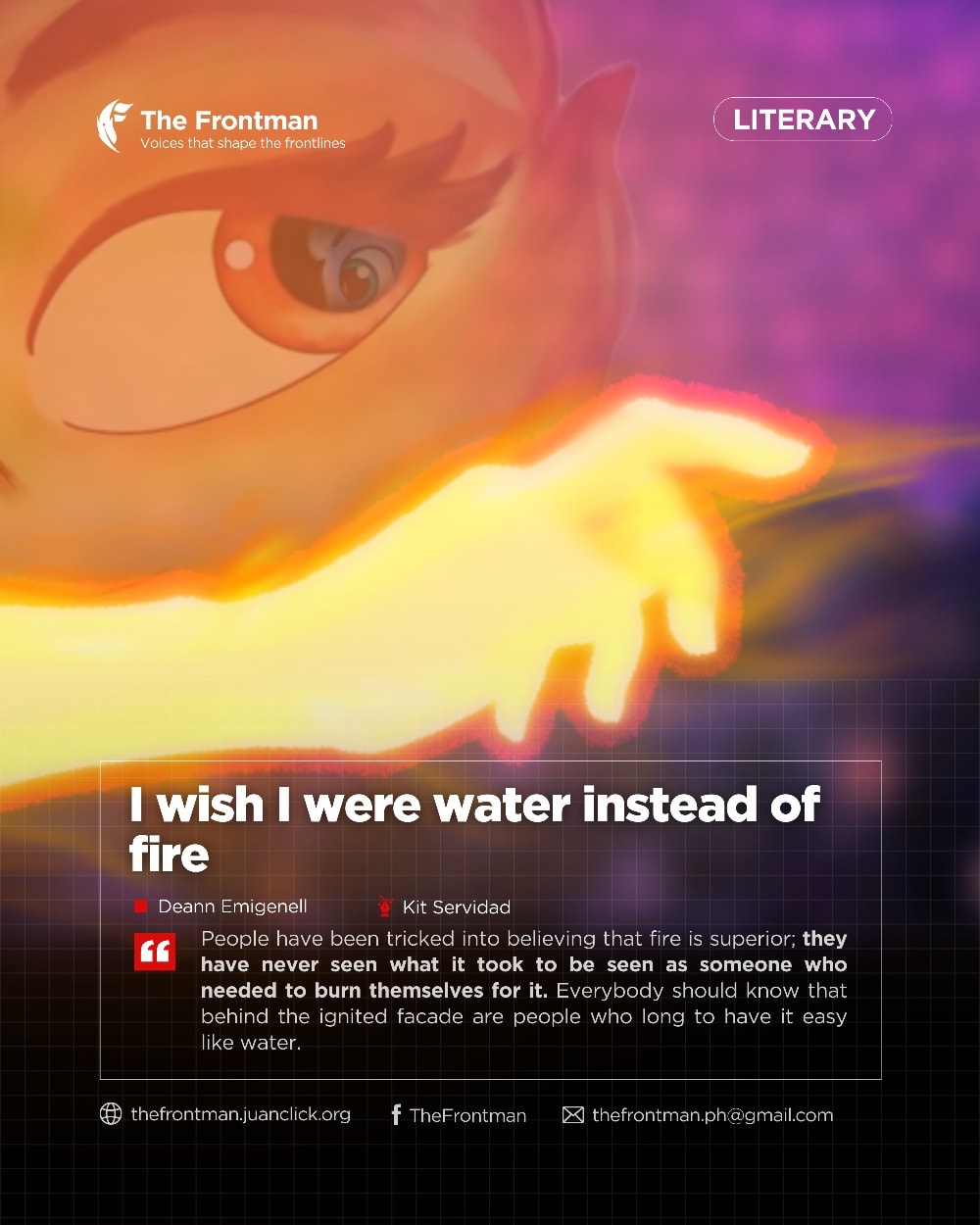 The Frontman - LITERARY | I wish I were water instead of... | Facebook