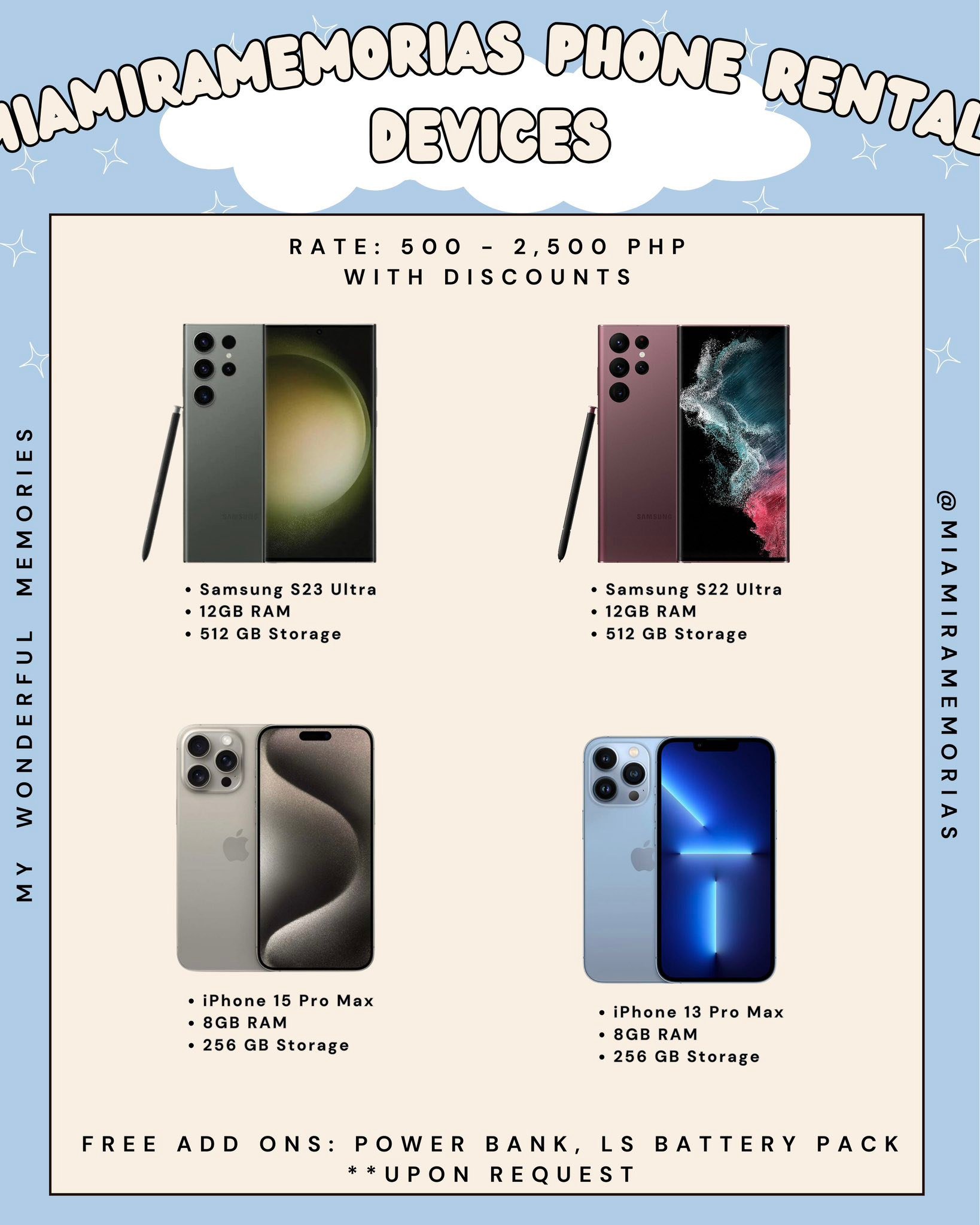 Miamiramemorias - phone rental | Quezon City