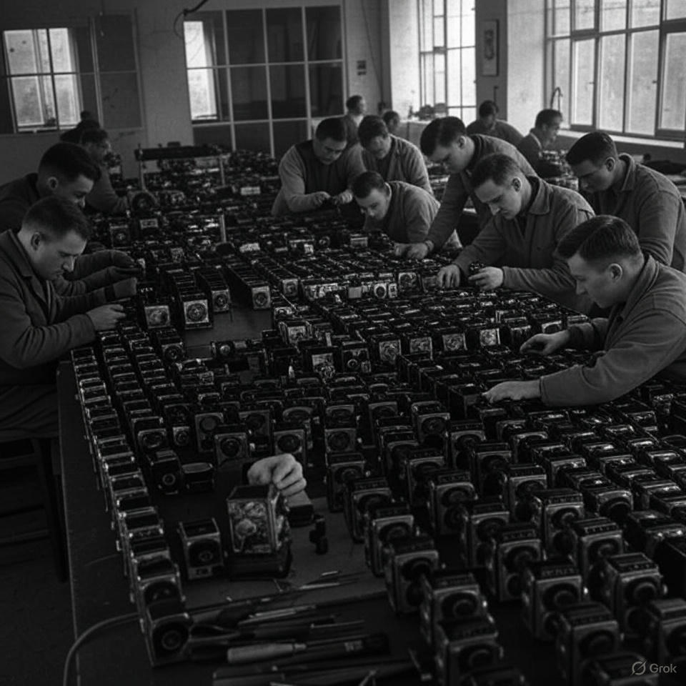 Ancient - Rolleiflex camera factory workers in Germany, 1949. (Photo by ...