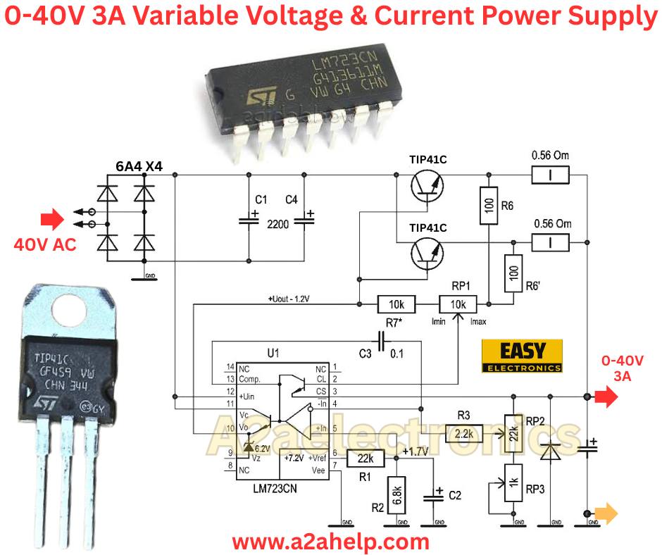 A2aelectronics - 0-40V 3A Variable Voltage & Current Power Supply # ...