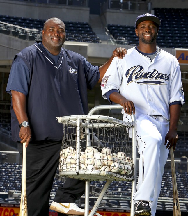 Baseball - Tony Gwynn with his son Tony Gwynn Jr Photo credit Andy Hayt ...