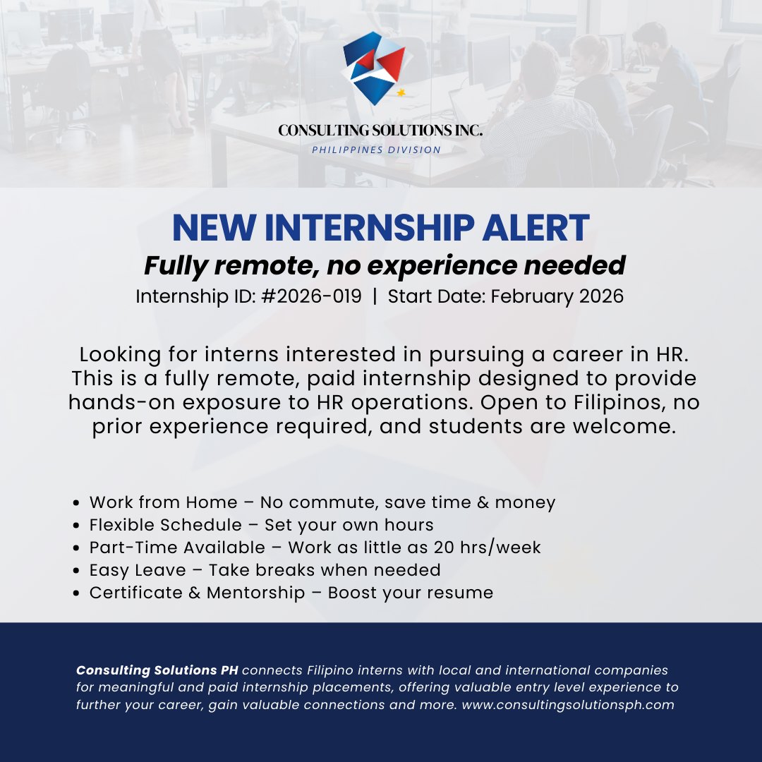 🌟 Internship Alert | January 26,... - Consulting Solutions PH | Facebook