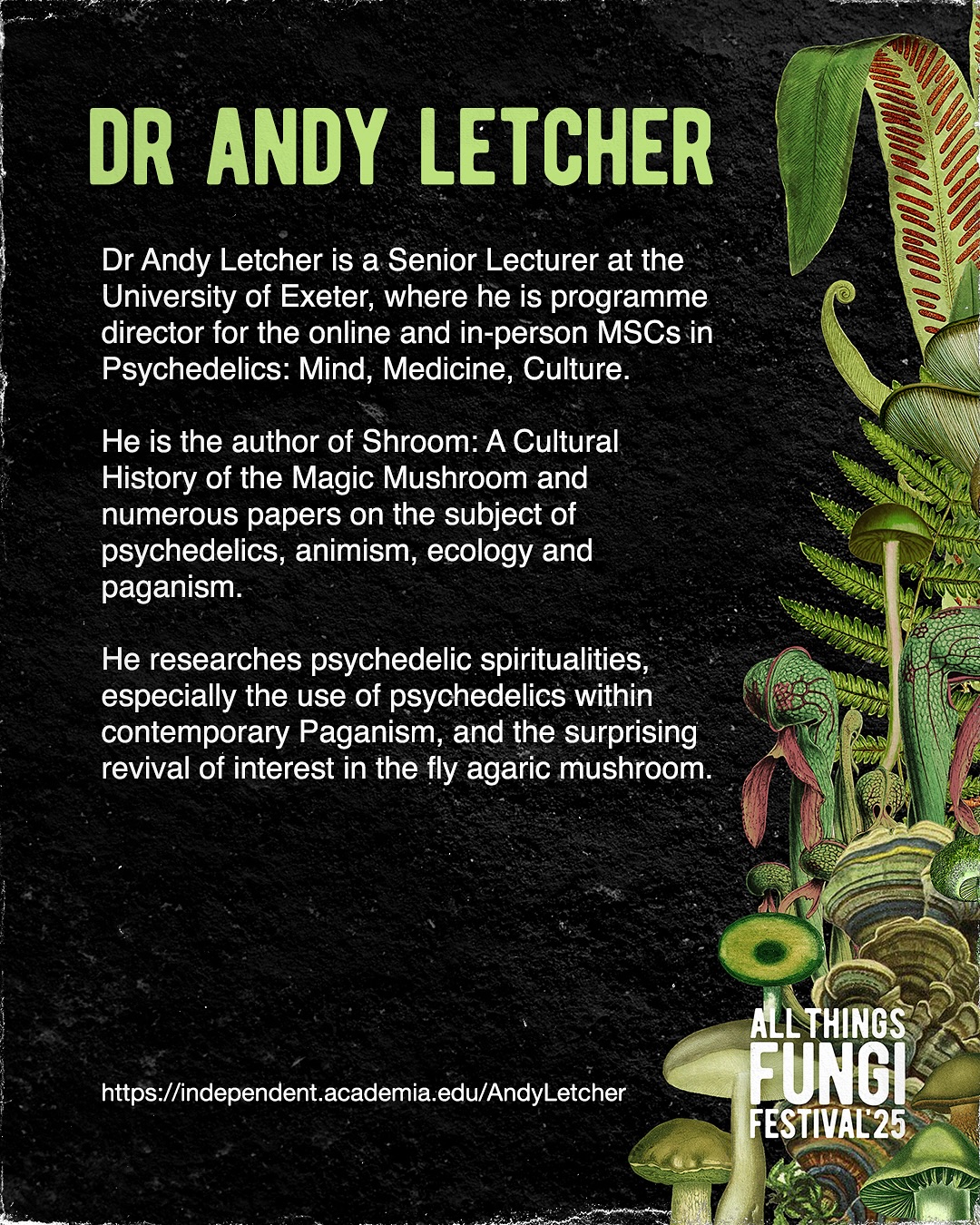 Dr Andy Letcher is a Senior... - All Things Fungi Festival | Facebook