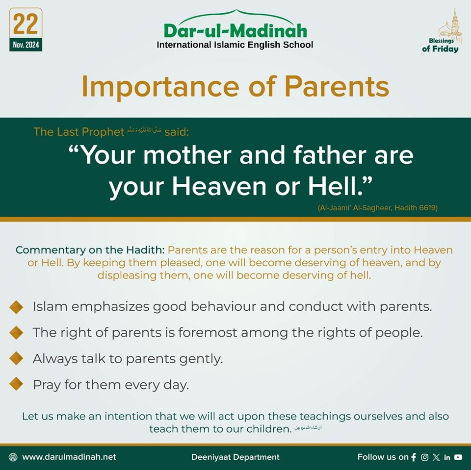 Dar-ul-Madinah - Let’s reflect on the importance of parents and their ...
