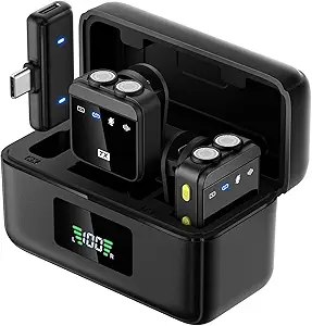 Movo WMX-2-L Wireless Microphone For IPhone - Lightning Lavalier Mic, 328ft Range, 7hr Battery, Charging Case | Perfect For Video, Podcasts