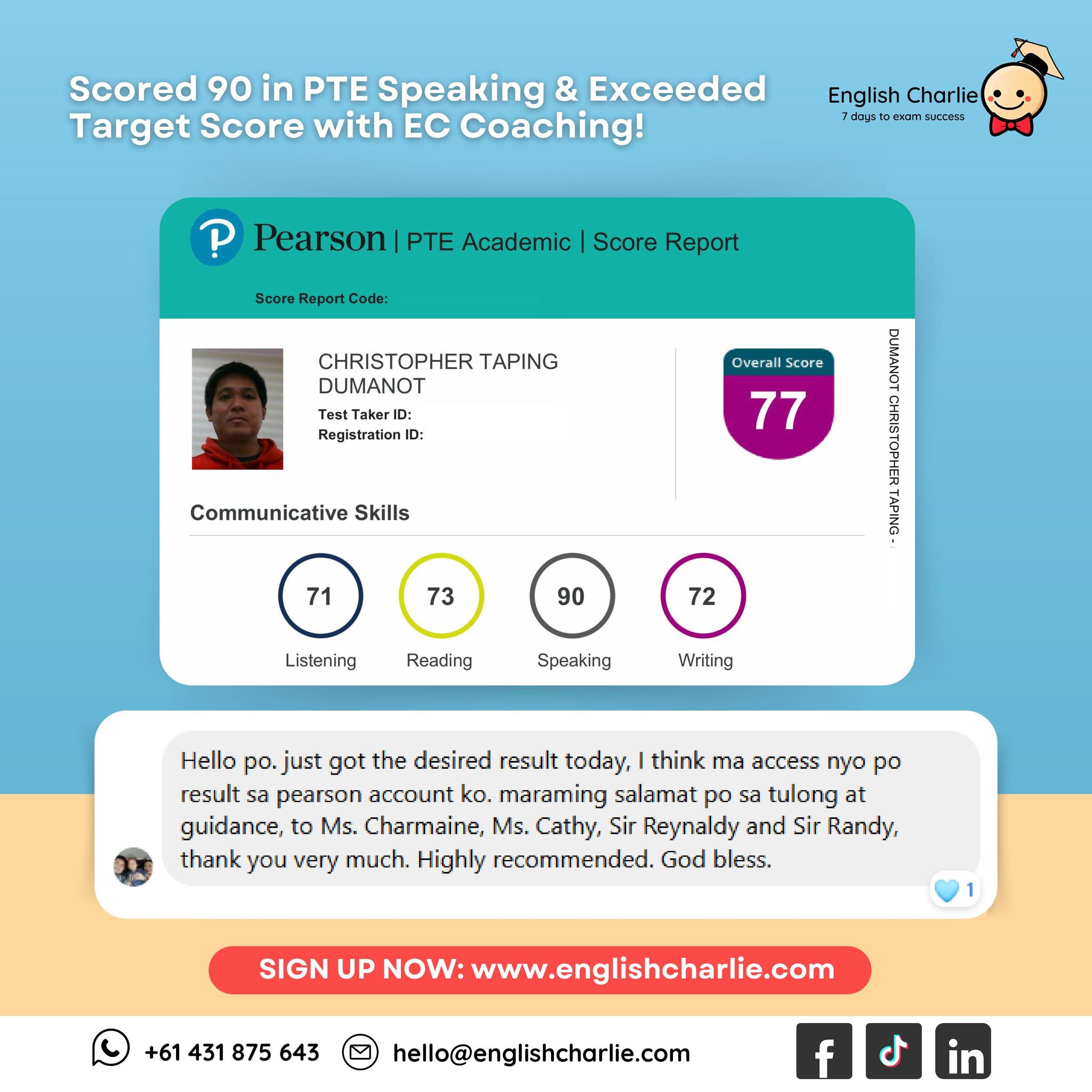 English - Perfect 90 in Speaking and More Than His Target Score! 🎉 ...