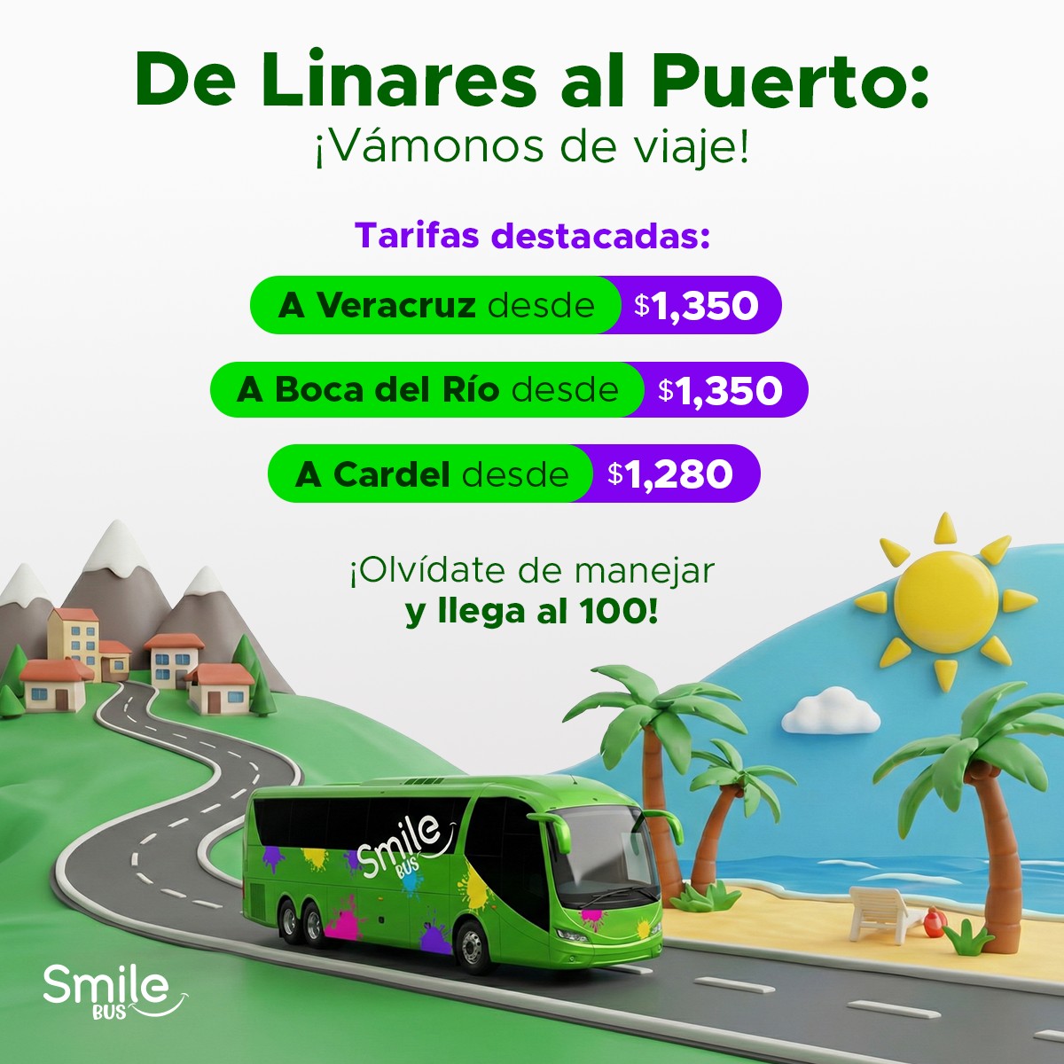 Smile - ¿Ganas de playa? 🌊 ¡En Smile Bus te llevamos desde Linares sin ...